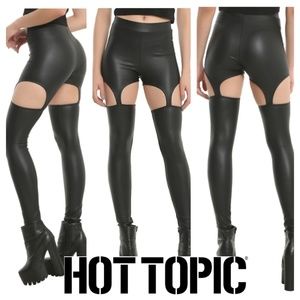 HOT TOPIC Faux Leather Strappy Leggings NWT